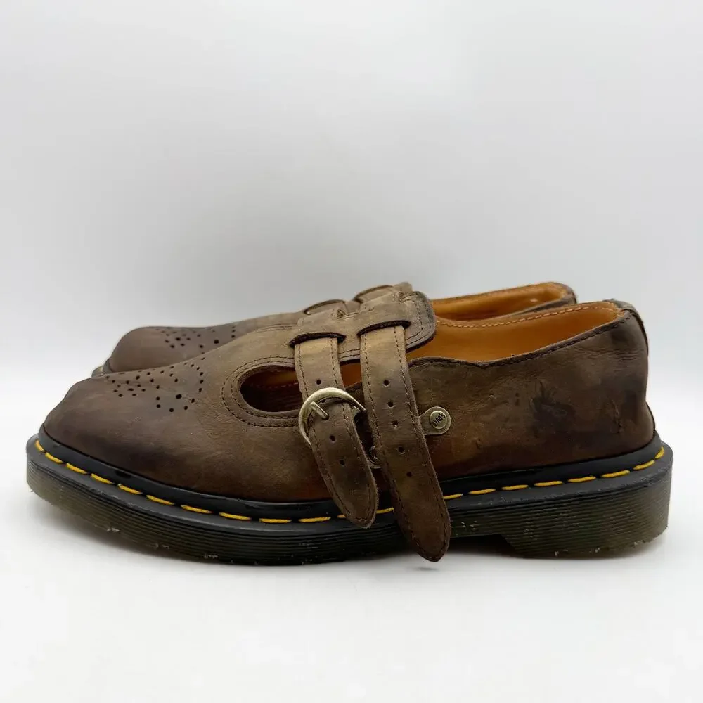 Dr. Martens Womens 8065 Mary Jane Shoes EU 38 US 7 Brown Leather EUC